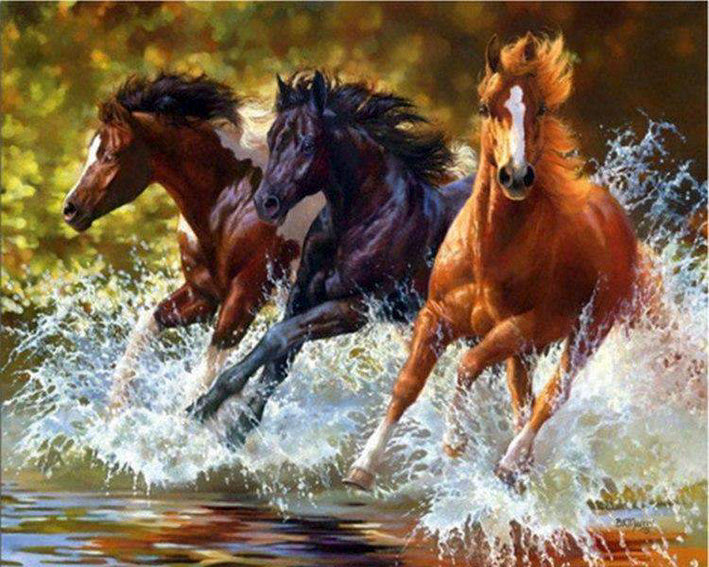 diamond painting paarden in water