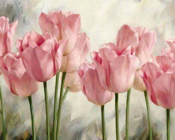 diamond painting roze tulpen